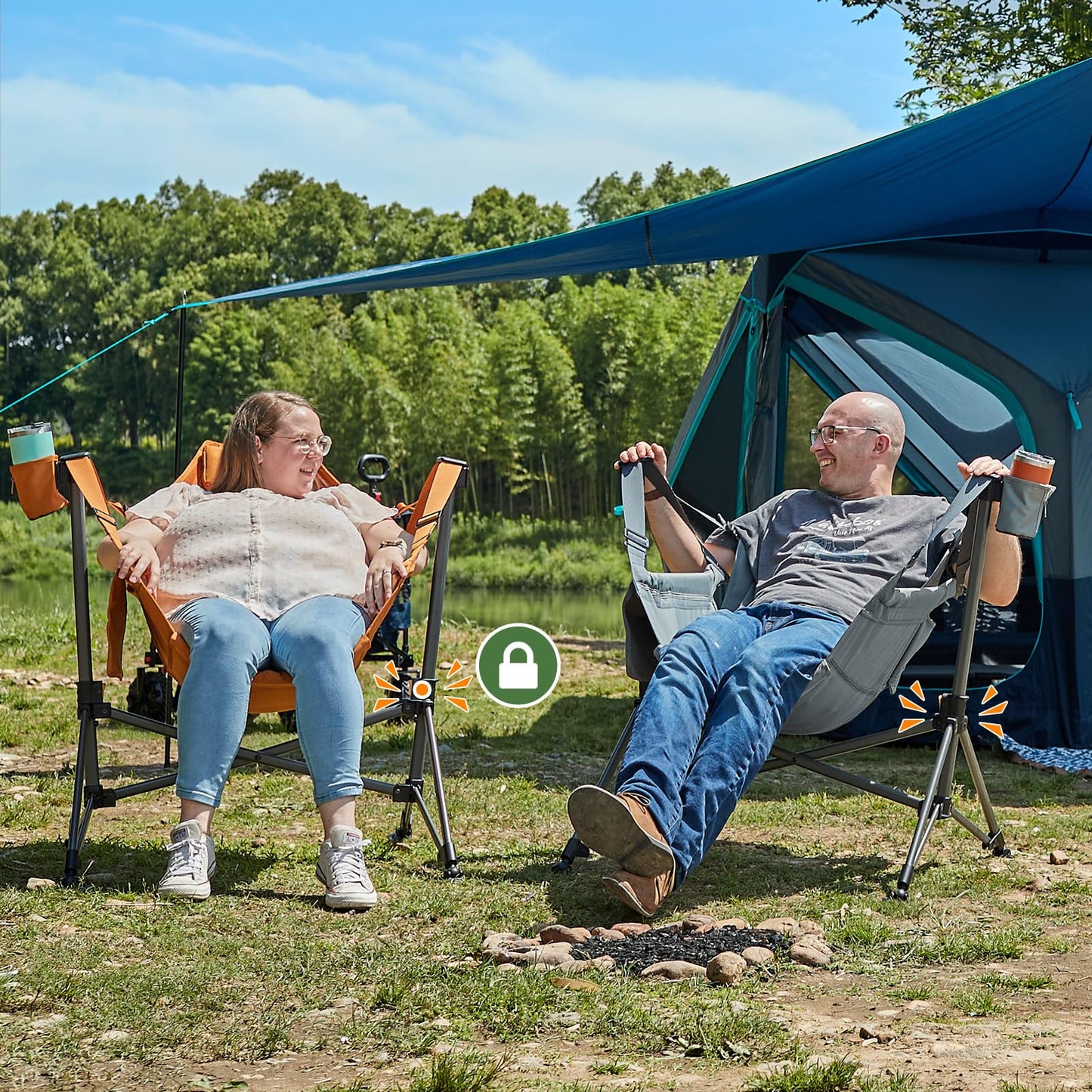 TIMBER RIDGE Hammock Camping Chair, Oversized Swinging Hammock Chair with Adjustable Back and Seat for Outdoor Lawn, Sports, Supports 400lbs, Grey