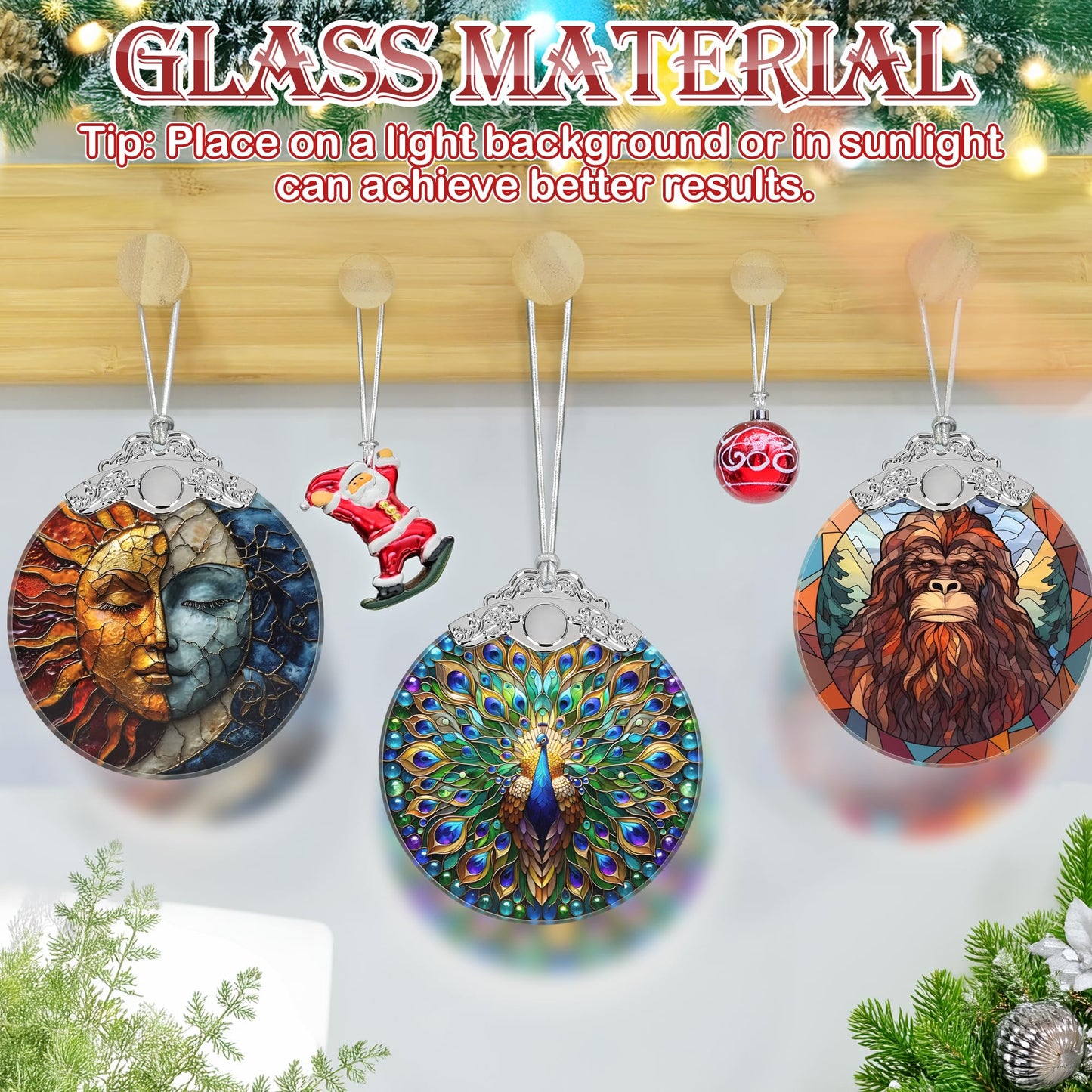 Christmas Ornament, 2025 Ornaments for Christmas Tree, Stained Glass Hanging Ornament, Holiday Ornaments, Unique Gift Idea - Peacock