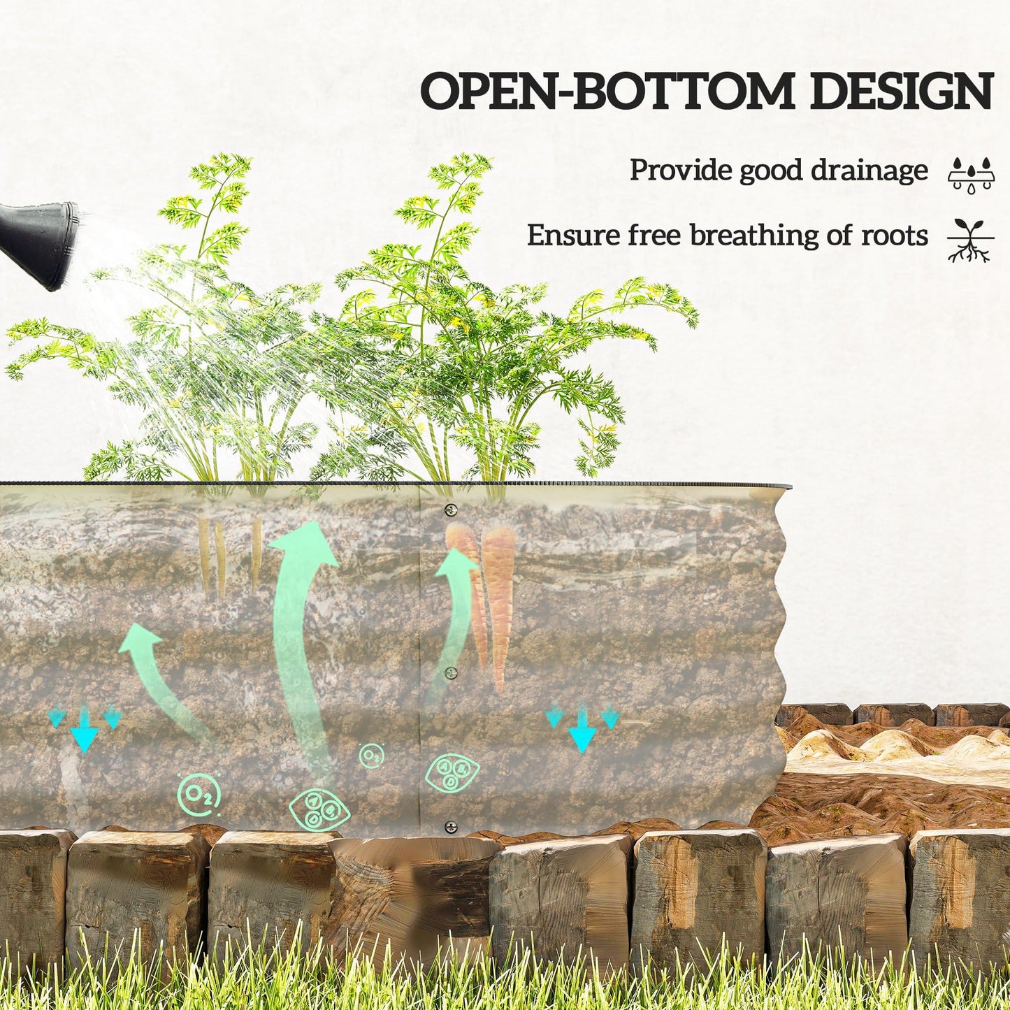 Outsunny 6.5' x 2' x 1' Galvanized Raised Garden Bed Kit, Outdoor Metal Elevated Planter Box with Safety Edging, Easy DIY Stock Tank for Growing Flowers, Herbs & Vegetables, Cream