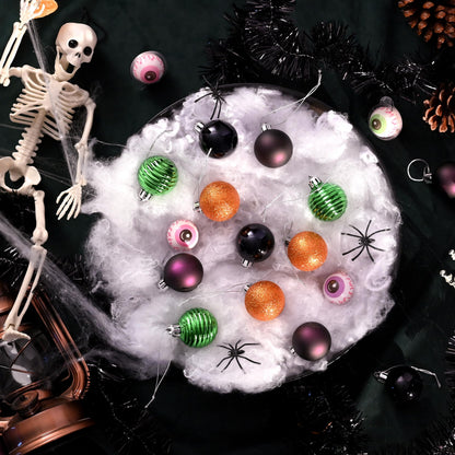 Valery Madelyn 1.57 Inches Small Christmas Tree Decorations Ornament Set for 4th of July Fall Halloween, 24ct Orange Purple Green Shatterproof Hanging Ball Ornaments Holiday Party Decor