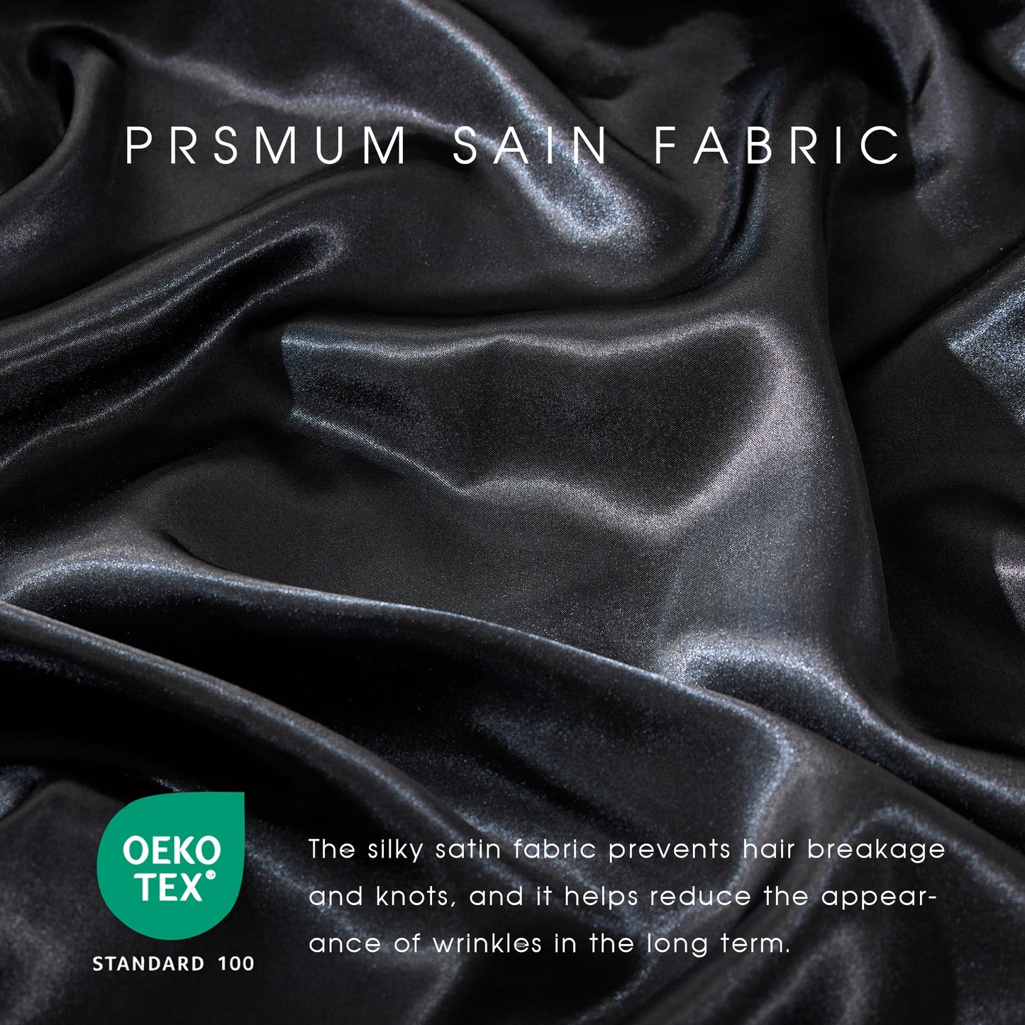 FreshCulture Satin Sheets King Size - 4 Piece Luxury Soft Silky Sheets for Hair and Skin, Similar to Silk Bed Sheet Set with 1 Deep Pocket Fitted Sheet, 1 Flat Sheet & 2 Pillowcases (Black)