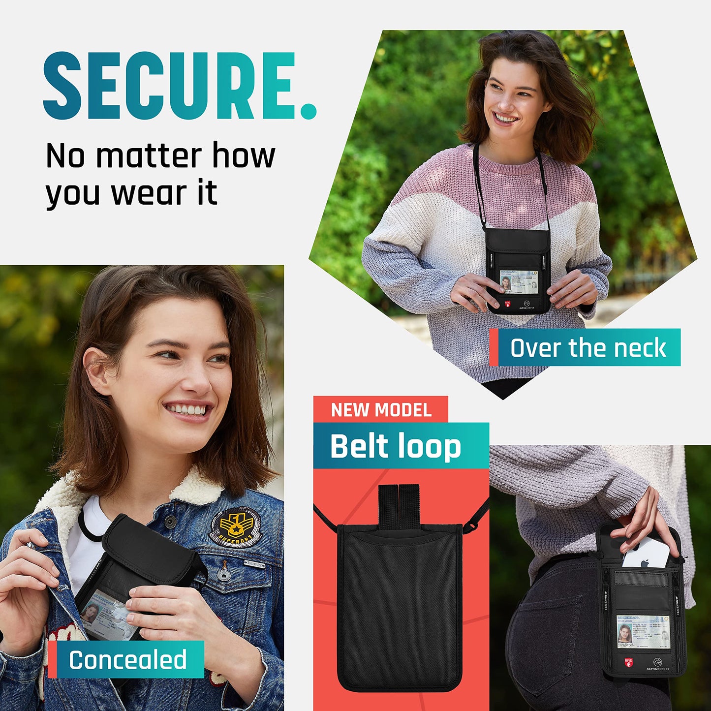 Neck Wallet, Travel Pouch For Passport Holder And Documents, Travel Neck Wallet For Traveling Women