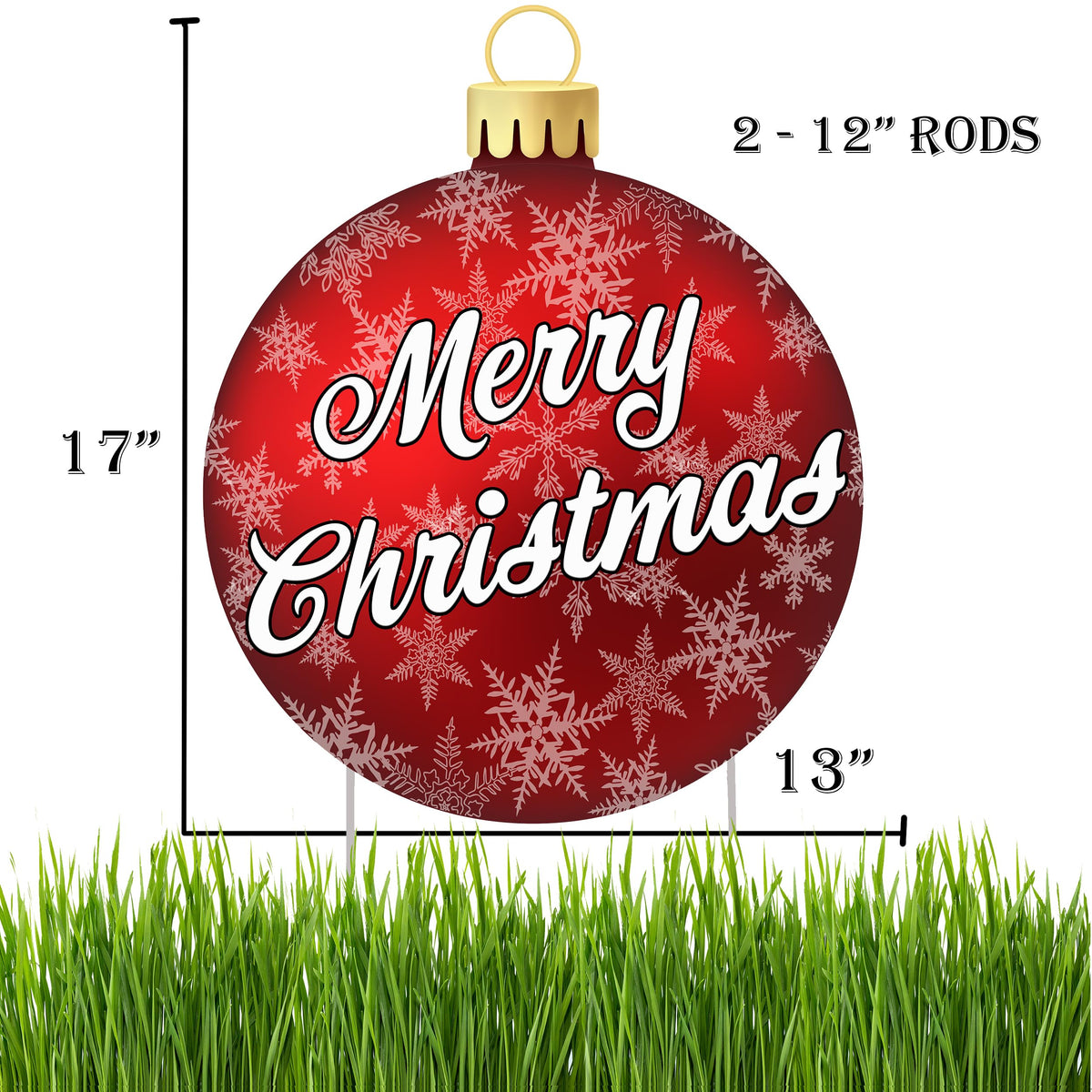 Rogue River Tactical Christmas Classic Yard Sign for Home Decor and Lawn Decoration With Stakes Red Ornament Merry Christmas