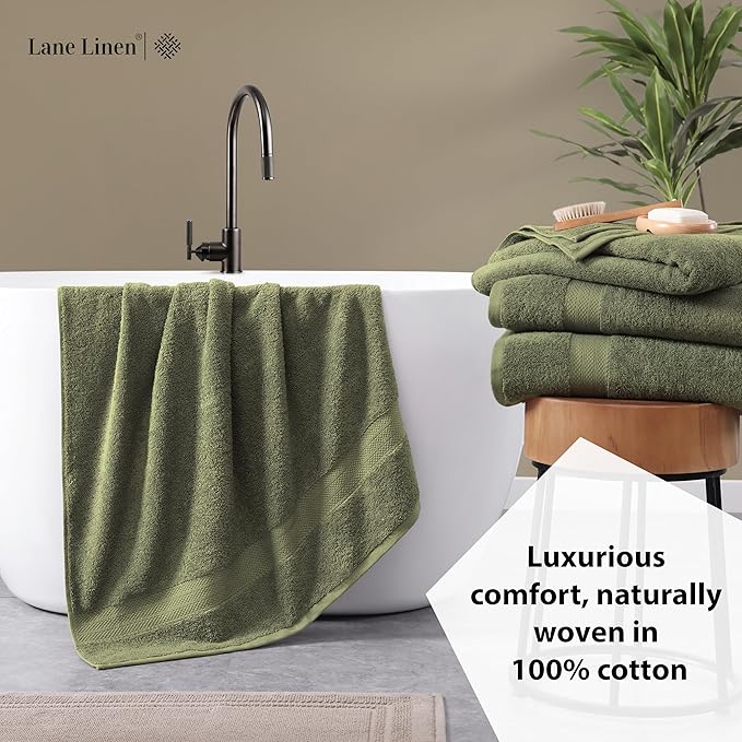 LANE LINEN 100% Mercerized Cotton Bath Sheet Set of 4