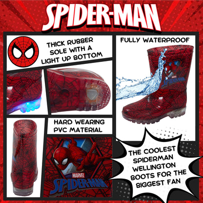 Marvel Spiderman Light Up Wellington Boots 10 UK Child