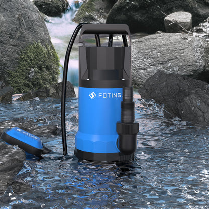 FOTING 1000W Submersible Water Pump to Empty Pool, Dirty/Clean Water, 17600 L/H Electric Sump Pump with Float Switch, Portable Water Pump for Garden Pond, Hot Tub, Pool Draining, Ditches