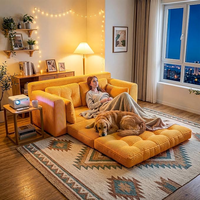 Homkdom Convertible Loveseat Sleeper, Space-Saving Folding Sofa Bed