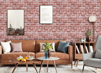 Timeet Textured 3D Brick Wallpaper Peel and Stick Wallpaper 17.7"×197" Self Adhesive Wallpaper Faux Brick Wallpaper Removable Wall Paper Home Living Room Halloween Christmas Decor DIY Red