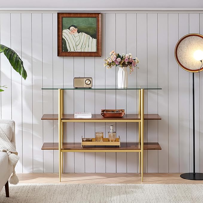 LumFurn Glass Console Table for Living Room, Foyer & Entrance, H41 x W14 x