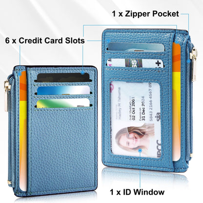 Tipmile Credit Card Holder for Women Slim Minimalist Front Pocket RFID Blocking Wallet Small Compact Card Case with ID Window, Sky Blue
