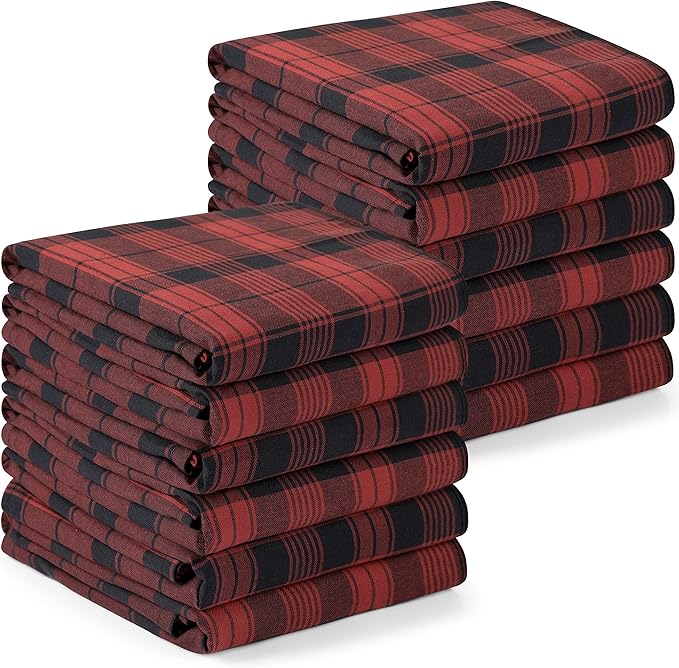 Utopia Towels Red & Black Dish Towels 100% Ring Spun Cotton Highly Absorbent &