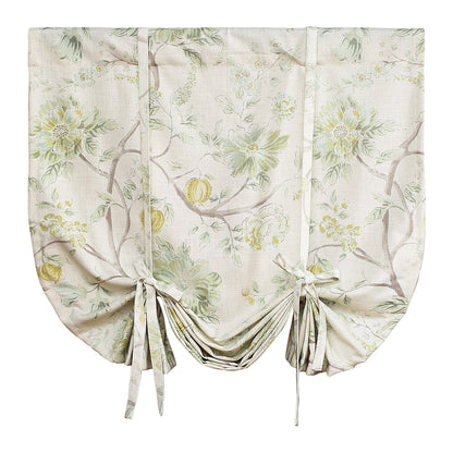 Leeva Green Tie Up Valances Curtains for Living Room, Watercolor Floral Thermal Insulated Adjustable Balloon Rod Pocket Windows Shade for Dining Room, One Panel, 42 x 63