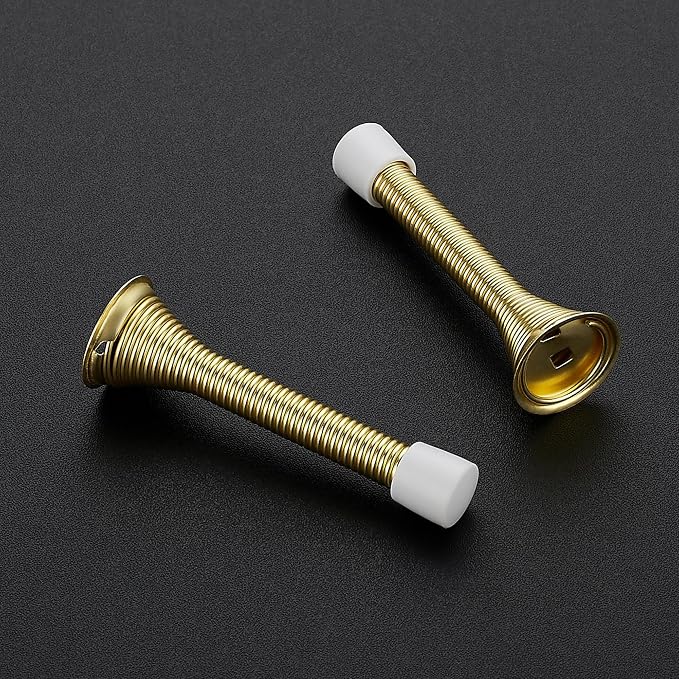 Ravinte Door Stoppers, 6 Pack Gold Spring Door Stops with Rubber Bumper, Door Stoppers for Bottom of Door