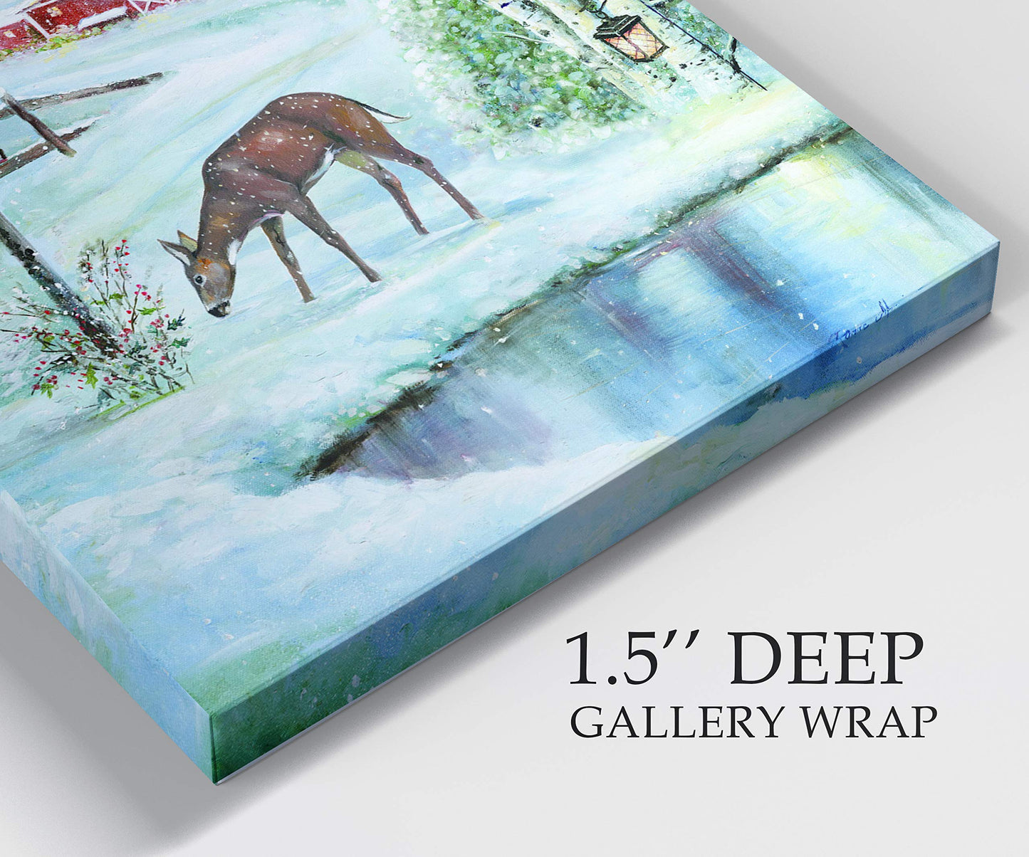 Renditions Gallery Abstract Christmas Decorations for Wall Holiday Skating Christmas Deer Canvas Art Wall Paintings for Bedroom Dining Living Room Office Home Kitchen Wall Decor - 32"X48" LT18