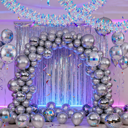 BTSD-home 2 Pack Iridescent Party Decoration Hanging Tinsel Garland Shiny Metallic Foil Reusable Fold-Flat Frozen Themed Party Supplies for Classrooms Bedrooms Pools Windows and Christmas Trees