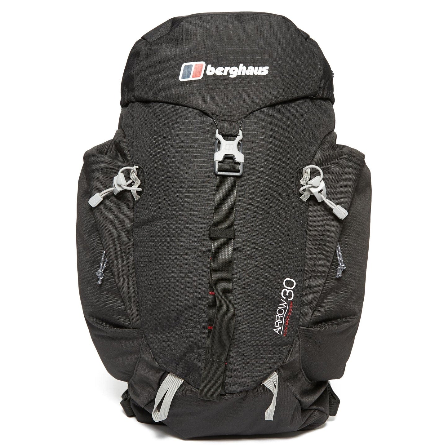 Berghaus Arrow 30 Litre Rucksack | Compact, Breathable Backpack, Travel and Camping Bag | Rain Cover Backpack, Black/Extrem Red, One Size