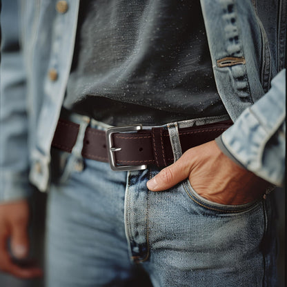 Wrangler Men’s Leather Country Casual Every Day Dress Belt for Jeans, Khakis Brown 38