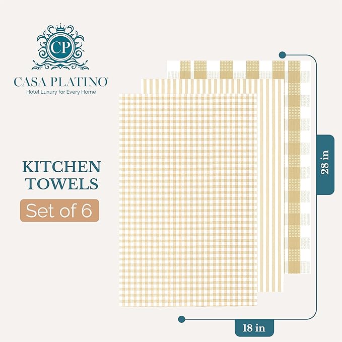 Casa Platino Dish Towels for Kitchen 18" x 28", Dish Towels Set of 6 – Great