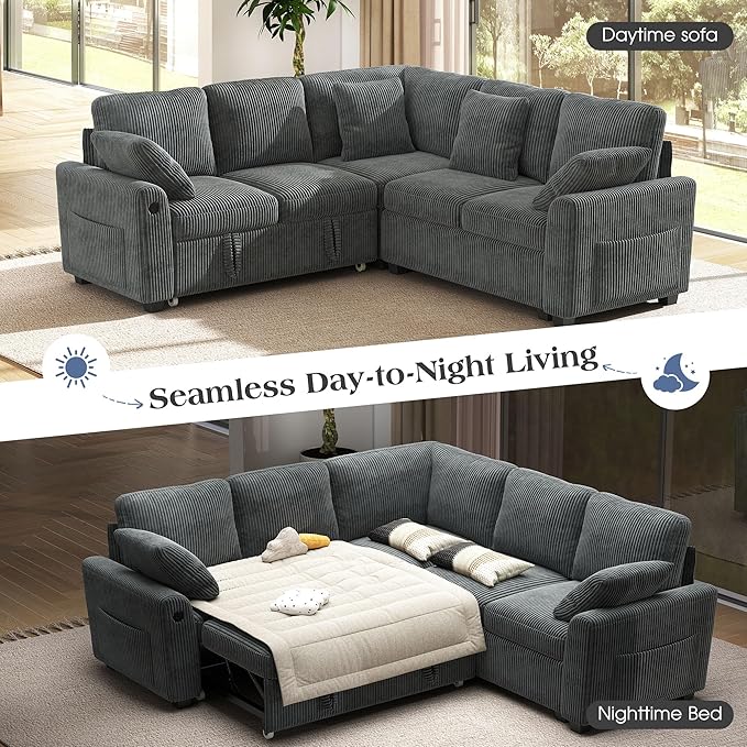 Ihanherry 83-inch 5-Seater Large Sectional Sofa Bed