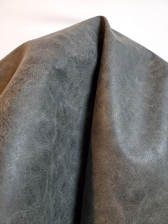 NAT Leathers | Gray Distressed Crazy Horse Oily 2 Tone Faux Vegan Leather PU |