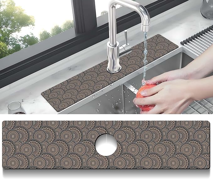 Kitchen Sink Splash Guard Faucet Mat Super Absorbent Fast Drying Mat Sink