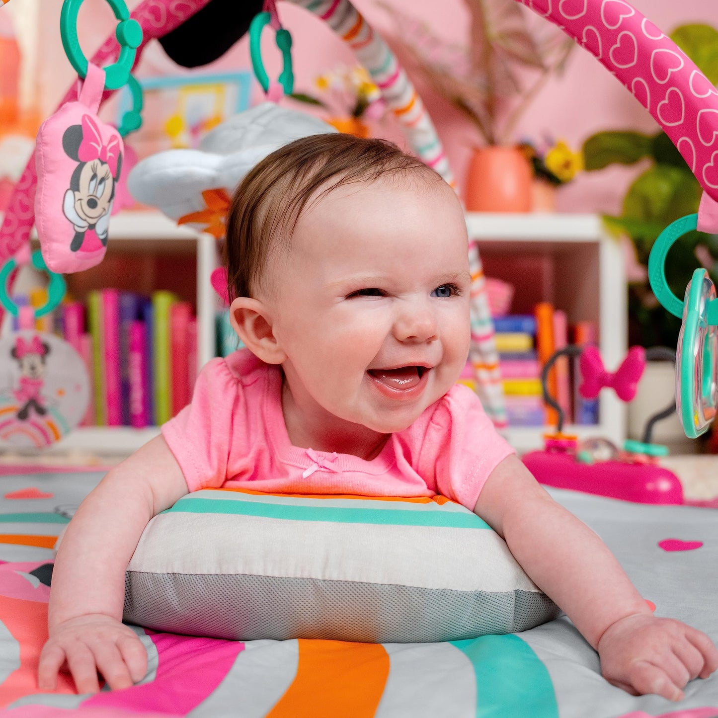 Bright Starts Disney Baby MINNIE MOUSE Forever Besties Activity Gym with Music and Lights, Pink, Newborn+