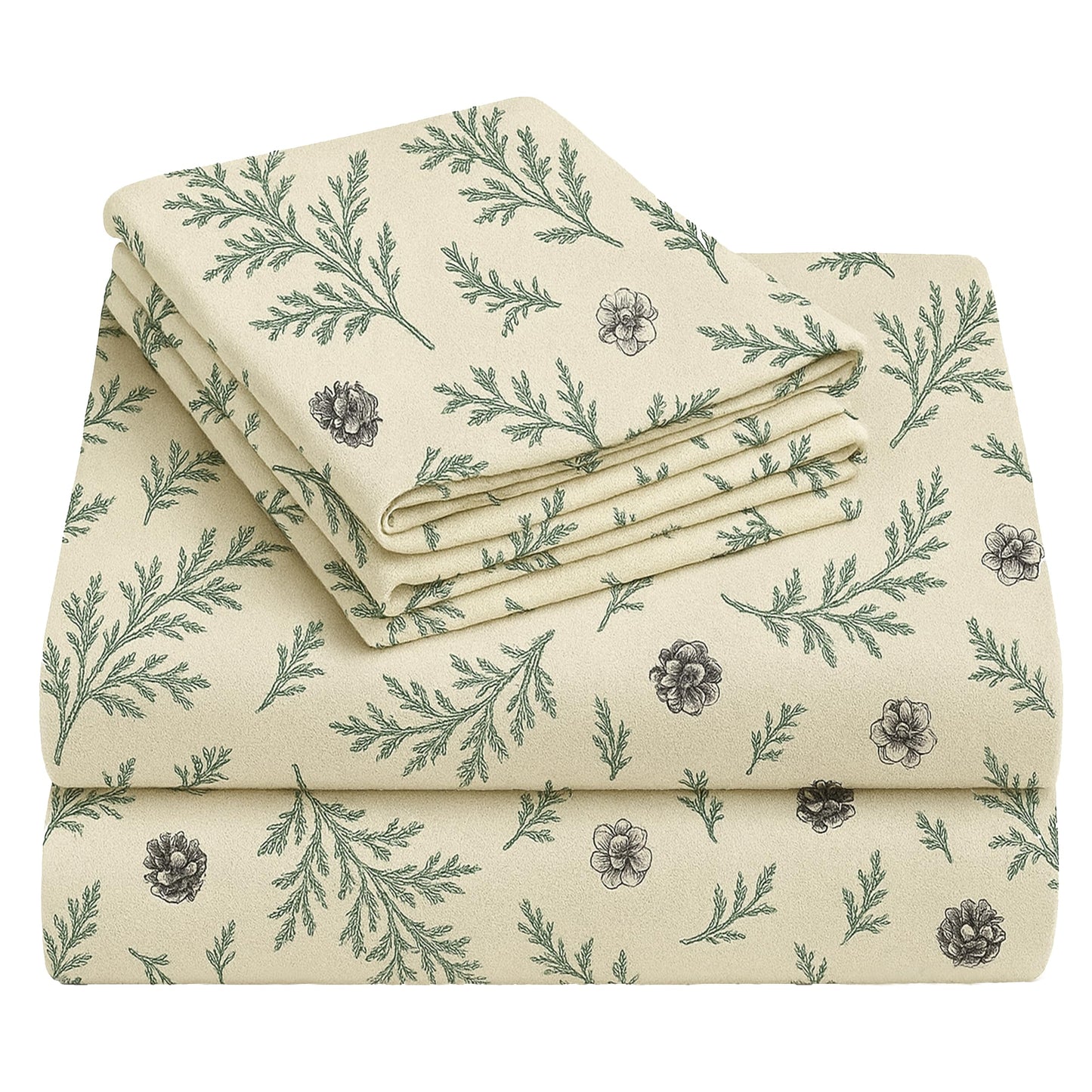 California Design Den Flannel Twin Sheets Set - Made in Portugal 100% Cotton, Thick, Velvet Soft 3-Piece Twin Flannel Sheet Set, Triple-Brushed with Extra Deep Pockets - Woodland Motif