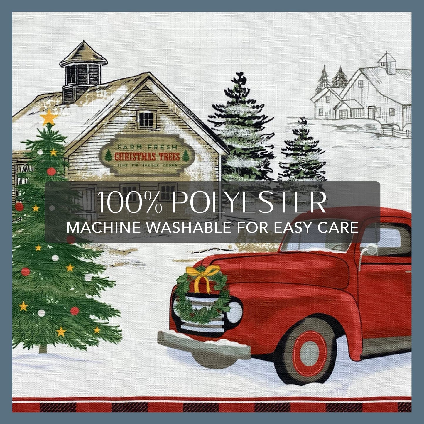 Elrene Home Fashions Vintage Truck Christmas Tree Farm Polyester Tablecloth, 60"X84", Rectangle