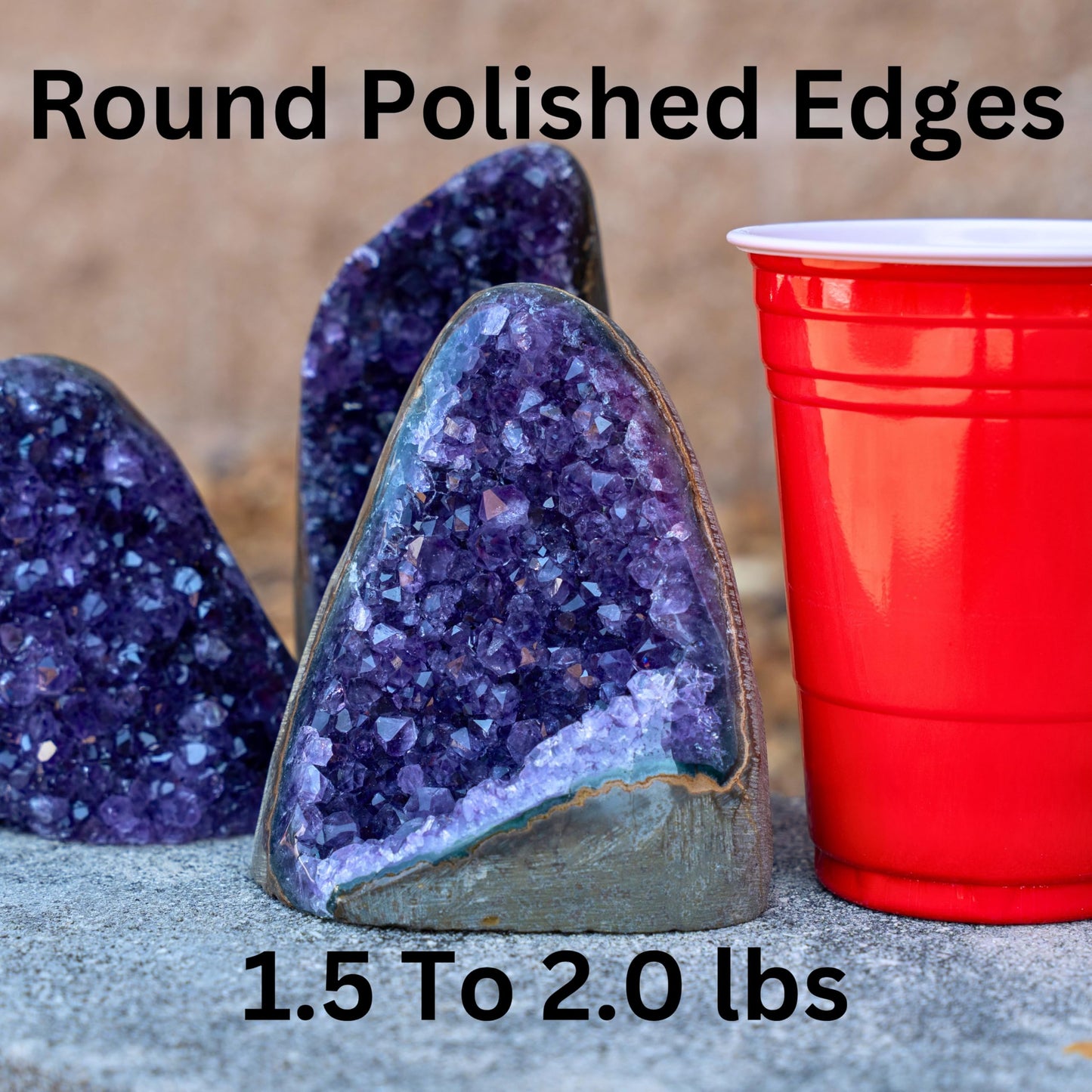 TRUENERGY Polished Amethyst Cluster Quartz Crystal – 1.5 To 2.0 lbs Grade A+ Raw Dark Purple Geode Stone With Rounded Edge – Home Decoration, Meditation Healing, and Positive Energy (1.5-2 lbs)
