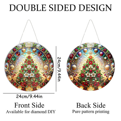 Diamond Art Hanging Kit for Adult,Special Shaped Rhinestone,DIY Acrylic Diamond Art Painting Window Pendants Home Garden Wall Hanging Kits Hanging Ornament,Double Sided. (Christmas Trees-1)