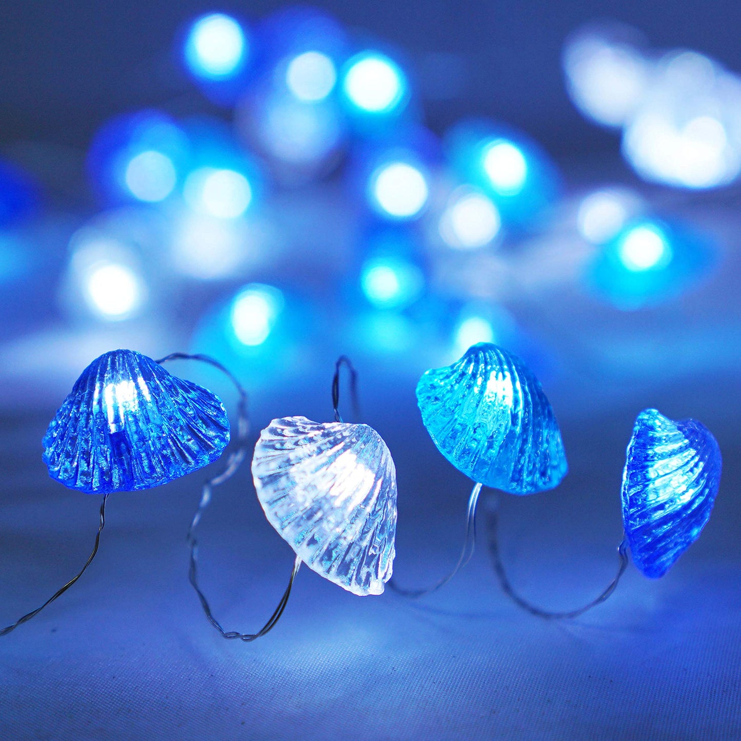 Cynzia Seashells String Lights, 40LED Beach Decoration Lights USB Plug in with 8 Modes Remote Control, Waterproof Ocean Fairy Lights for Bedroom Party Outdoor Wedding Holiday Christmas