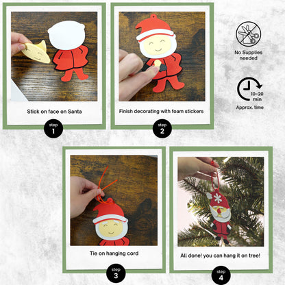 4E's Novelty Foam Christmas Character Ornament Crafts for Kids (12 Pack) Santa, Gingerbread Man, Snowman, & Penguin Christmas Crafts for Kids Toddlers 4-8, 3-12 DIY Ornament Craft Kit Bulk