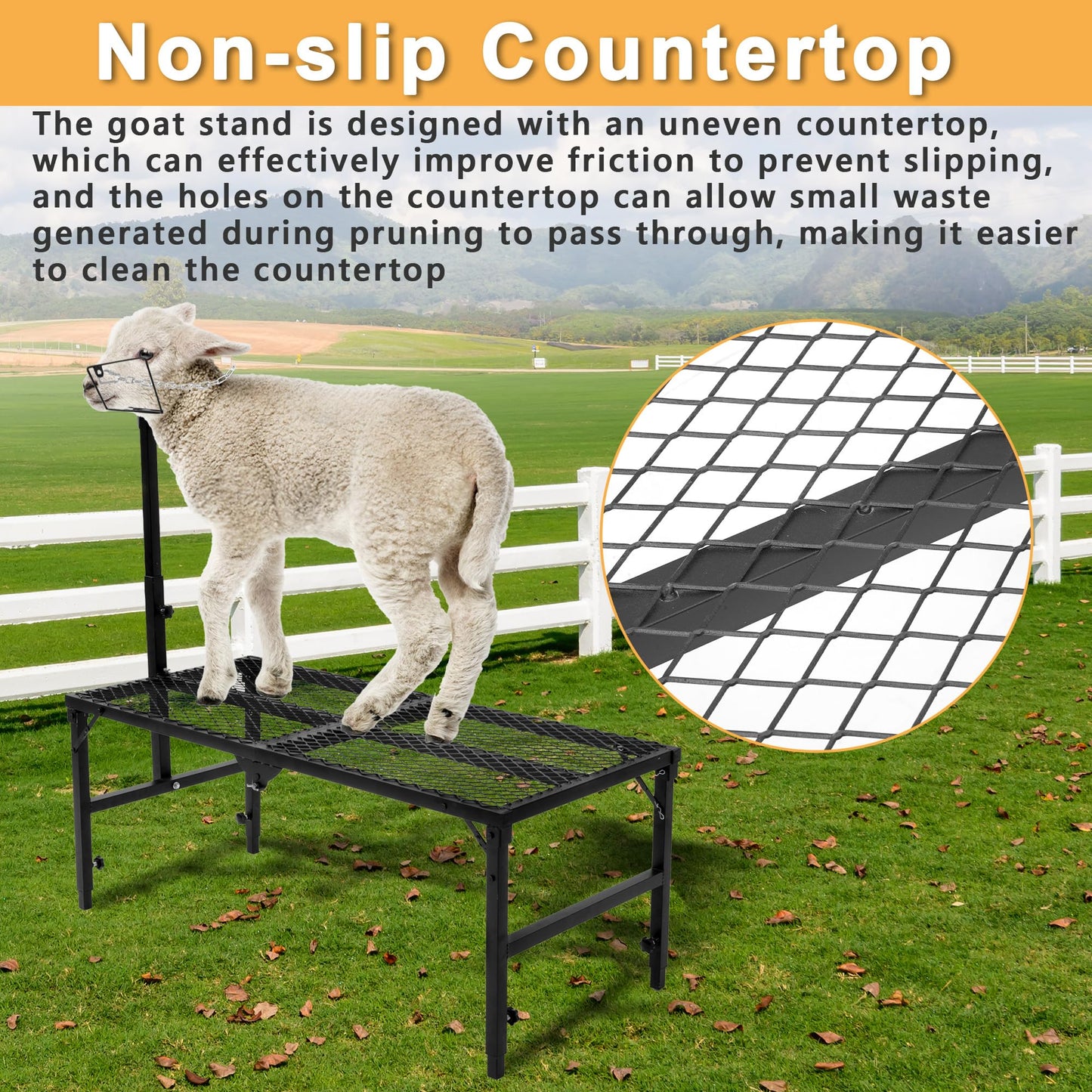Nisorpa Goat Stand 51x23 Inch, Height Adjustable Sheep Stand for Shearing Trimming Milking, Max Load Capacity 550 LBS