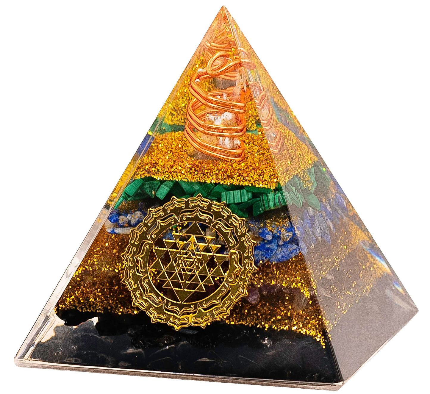 Tourmaline Orgone Pyramid Charged for Wealth, Happiness, and Good Fortune, Genuine Crystals and Healing Stones, Malachite, Lapis Lazuli, Amethyst, orgonite Chakra Pyramid Crystal, Energy Generator