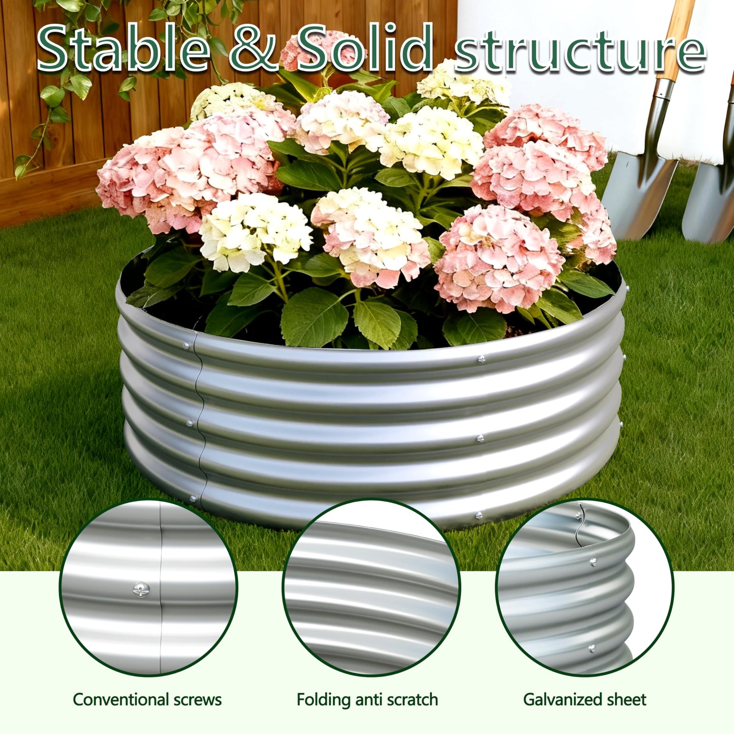 Yortrek 3Pack 3x3x1ft Galvanized Raised Garden Bed, Planter Raised Garden Beds Outdoor, Round Clearance Raised Garden Beds for Gardening Vegetables……
