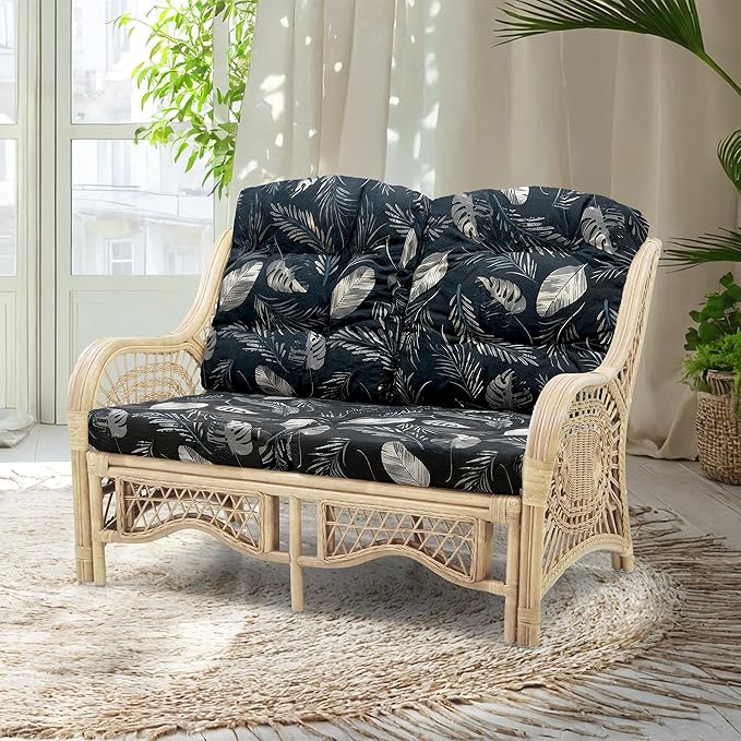 Malibu Lounge Loveseat Sofa Natural Rattan Wicker Handmade Design, Natural Color