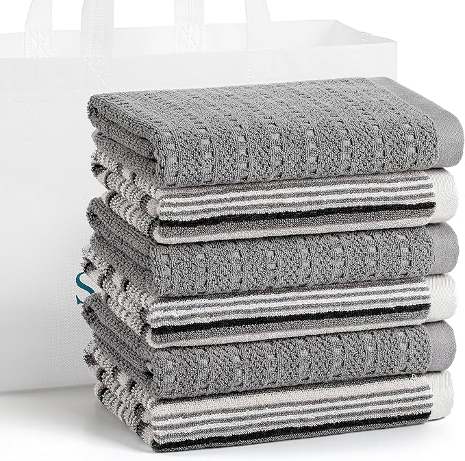 Kitchen Dish Towels for Drying Dishes, Large Cotton Kitchen Towels, Stripped