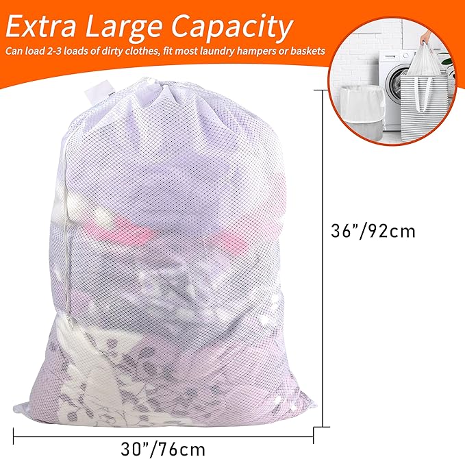 Polecasa Diamond Mesh Laundry Bags, Extra Large Laundry Hamper Liner, Laundry