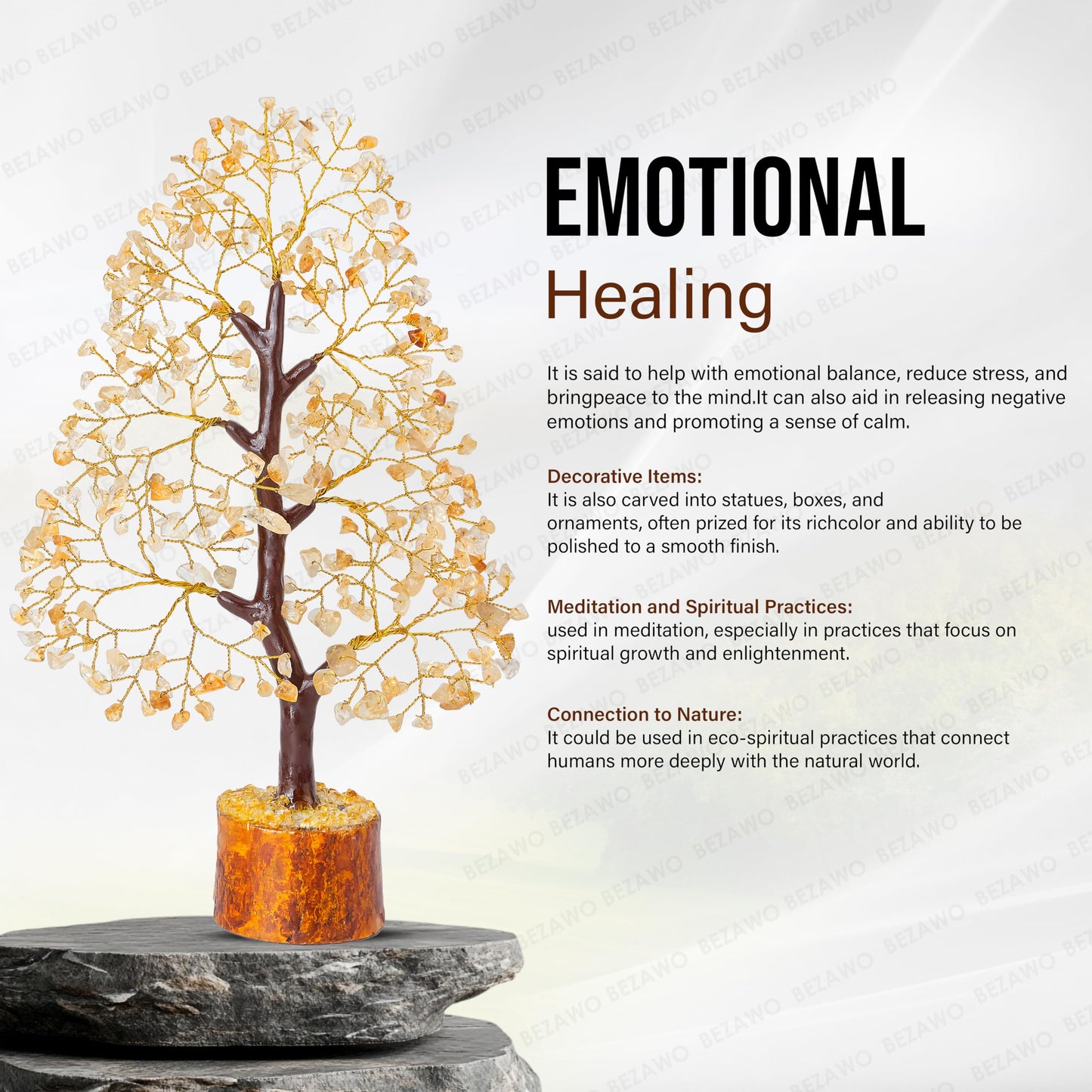 Crocon® Citrine Crystals Tree, Gifts, Birthday Gifts for Women, House Warming Gift New Home Decor, Healing Crystals Spiritual Present, Mom Birthday Gift Her, Decor, Gemstones Money Tree Positivity