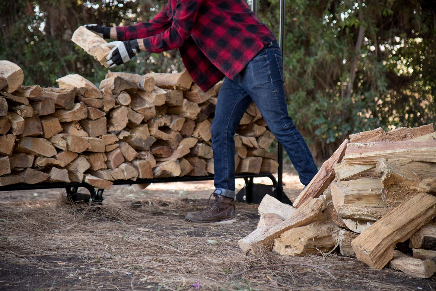 Champion Power Equipment 201164 96-Inch Firewood Heavy Duty Wood Log Rack, Weather Resistant Cover Included