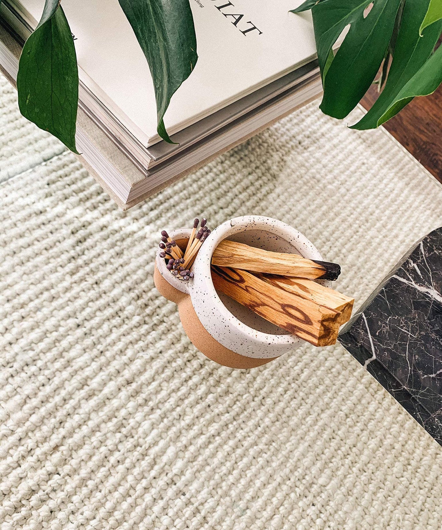 Bursera Terracotta Ceramic Bowl, Tree Planted with Every Order, Decorative Bowl with Side Slot for Matches, Smudging Burn Bowl for White Sage, Palo Santo, Matchstick Holder, Form for Candles