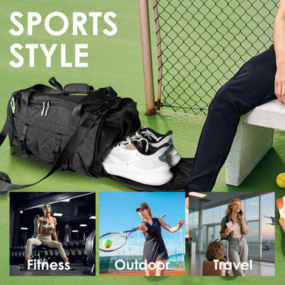MOYSOON Small Gym Bag for Men & Women - Duffle Bag with Shoe Compartment, Multiple Pockets, Wet/Dry Compartment | Perfect for Travel, Fitness, Workout, Sports (Black)