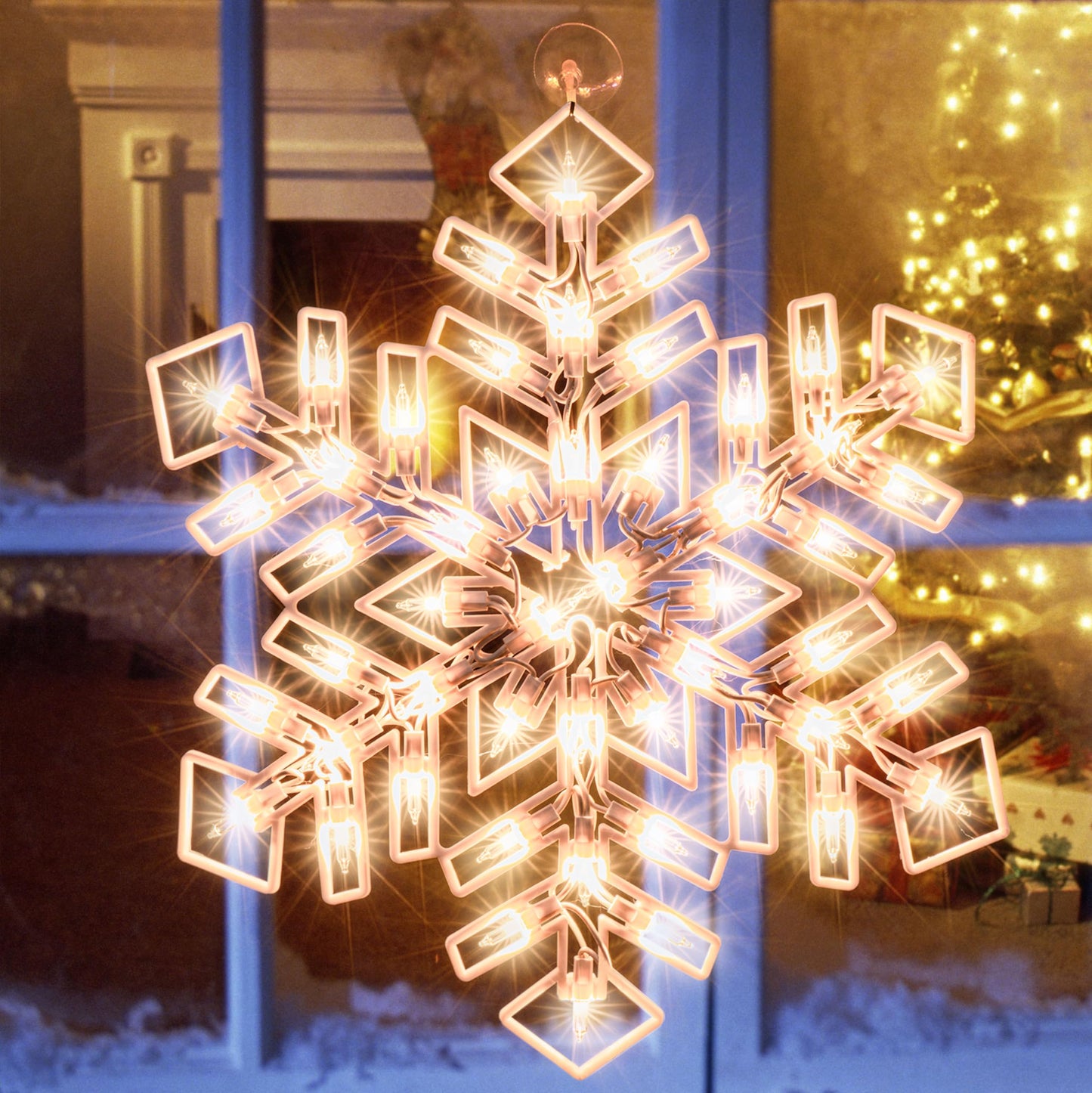XMASLAND 15 Inch Christmas Window Silhouette Lights Decorations, 50L Christmas Sculpture,Including:Snowflake x1
