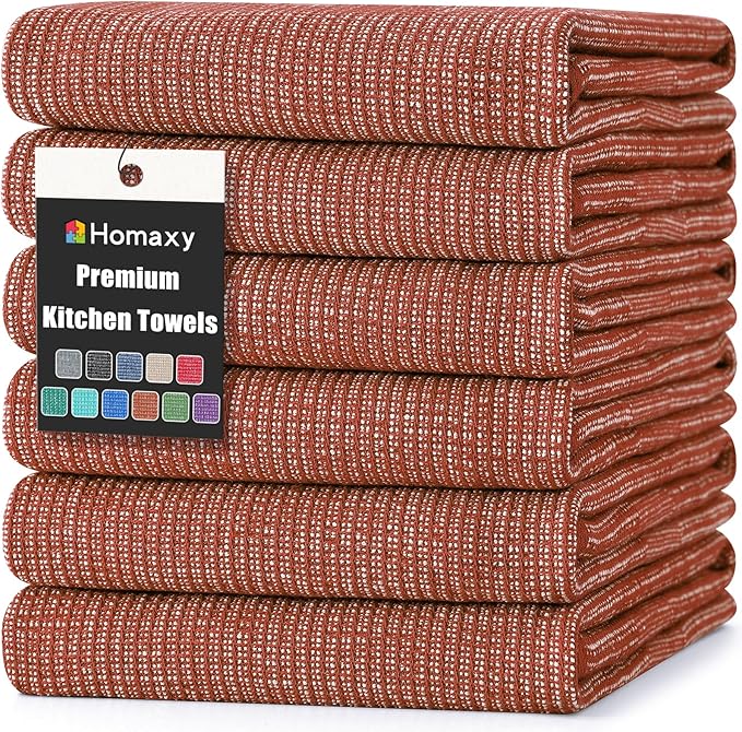 Homaxy Premium Kitchen Towels, Large Cotton Kitchen Hand Towels, Flat and Terry