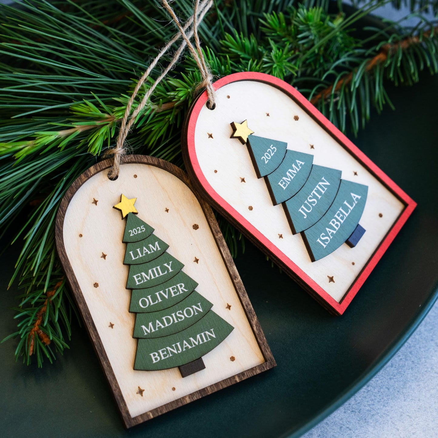 Family Christmas Ornament - 2025 Personalized 3D Ornament with Names