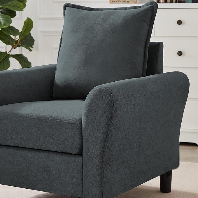 Mid-Century Accent Chair, Modern Linen Fabric Armchair