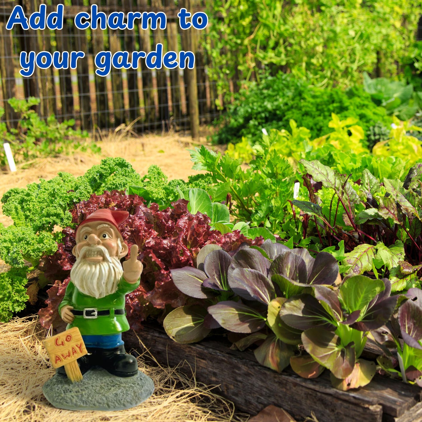 Go Away Gnome with Middle Finger, Gnome Flipping the Middle Finger, Garden Gnomes Decoration, Funny Gnomes Inappropriate, Christmas Lawn Ornaments, Outdoor Statues Decorations (Go Away, S)