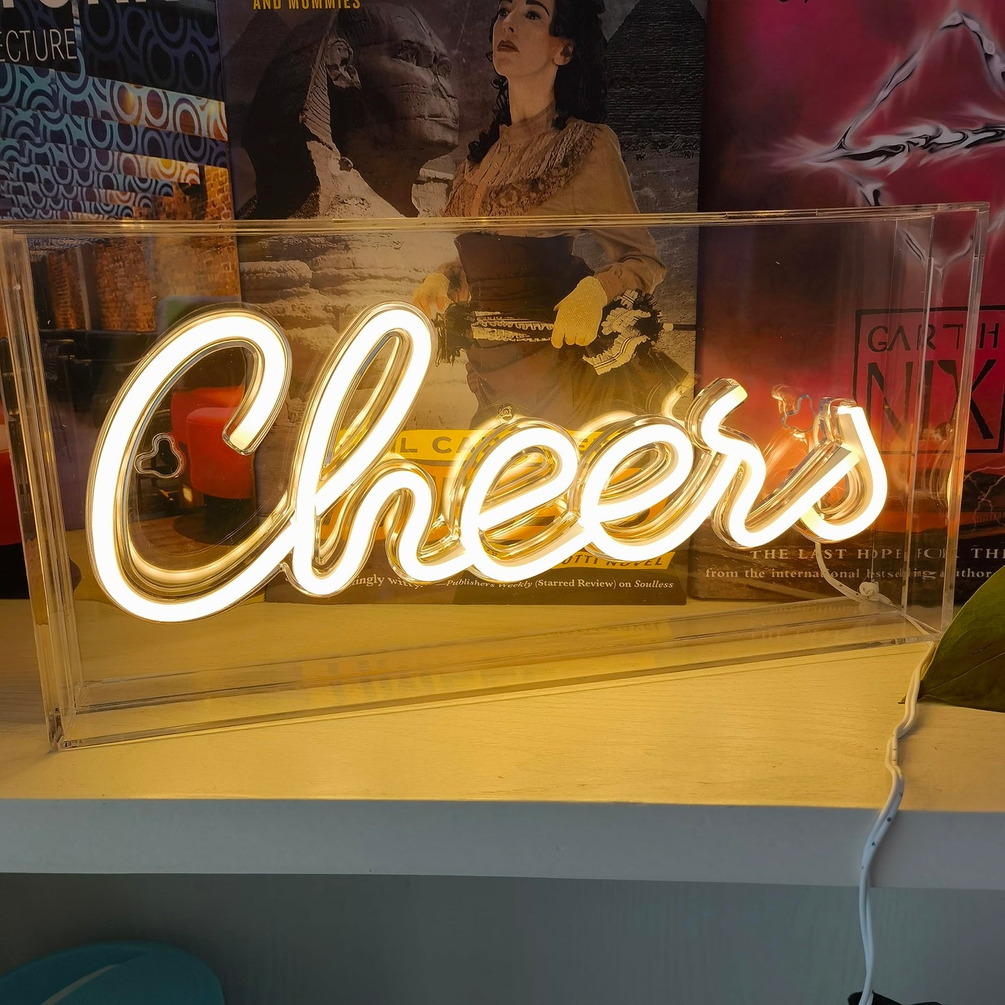 Cheers Neon Sign, LED 3D Art Light Box Cheers Neon Sign for Table Decor, Wall Decor, Bar, Pub, Bachelorette Party USB Powered 11.8x5.9x1.85 Inches (Warm White)