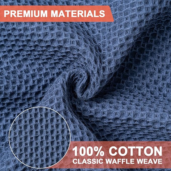 BOOMIBOO 8-Pack Kitchen Dish Cloths, 100% Cotton Waffle Weave, Ultra Soft