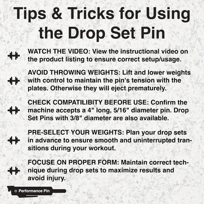 PERFORMANCE PIN The Original Drop Set Pins for Gym | One More Rep with Weight Stack Pins | Instant Transition to Lower Weights for More Reps | Proudly Made in America | 5/16" Pin | Red